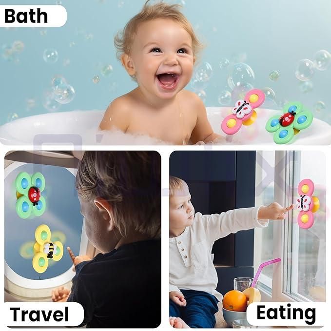 Spinning Sensory Toy for Toddlers – 3 Pcs Suction Spinner Set
