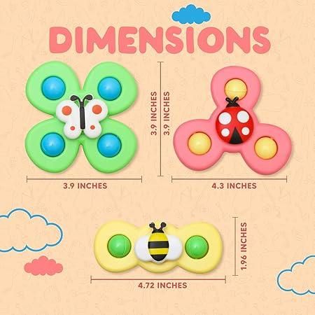 Spinning Sensory Toy for Toddlers – 3 Pcs Suction Spinner Set